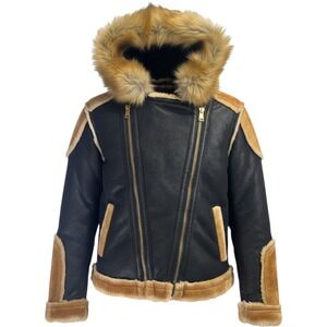 Jordan Craig Women's /Unisex Kids Black Coffee Moto Shearling Jacket